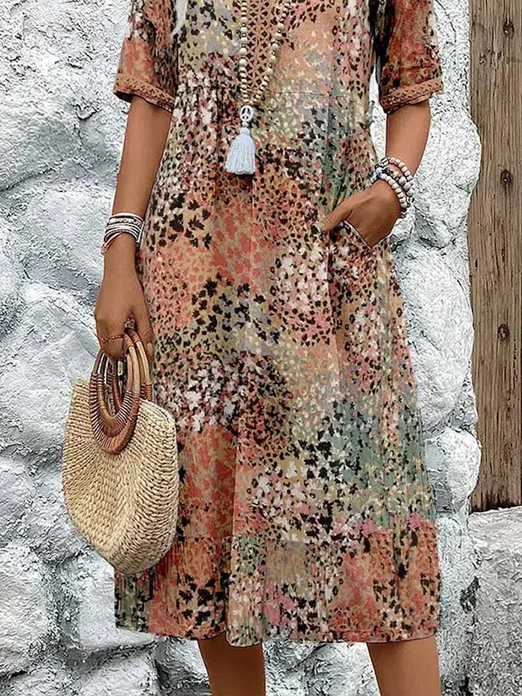 Dorina | Robe imprimée à col en V