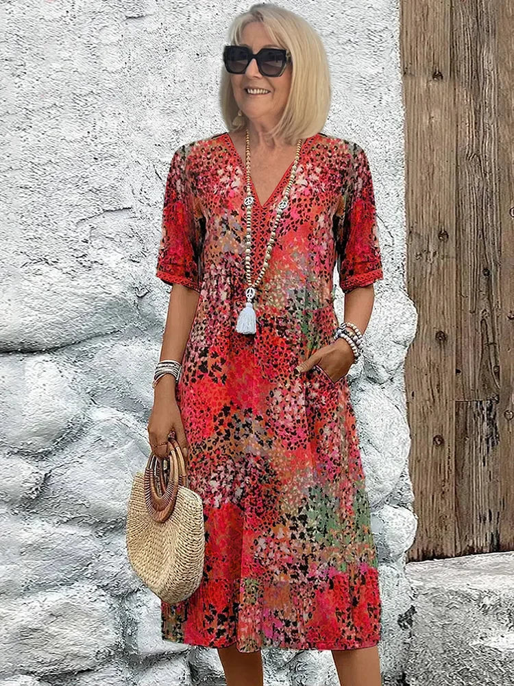 Dorina | Robe imprimée à col en V