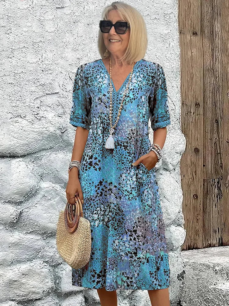 Dorina | Robe imprimée à col en V