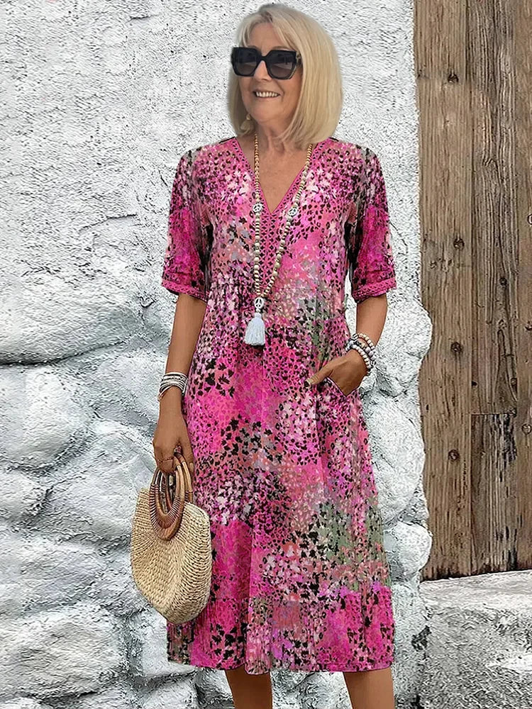 Dorina | Robe imprimée à col en V