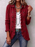 Rosalía | Veste en Maille Rouge Rubis avec Volants