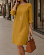 Sabine | Robe Midi Fluide Effet Ventre Plat
