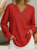 Suzanne | Pull Henley en Tricot Waffle Décontracté