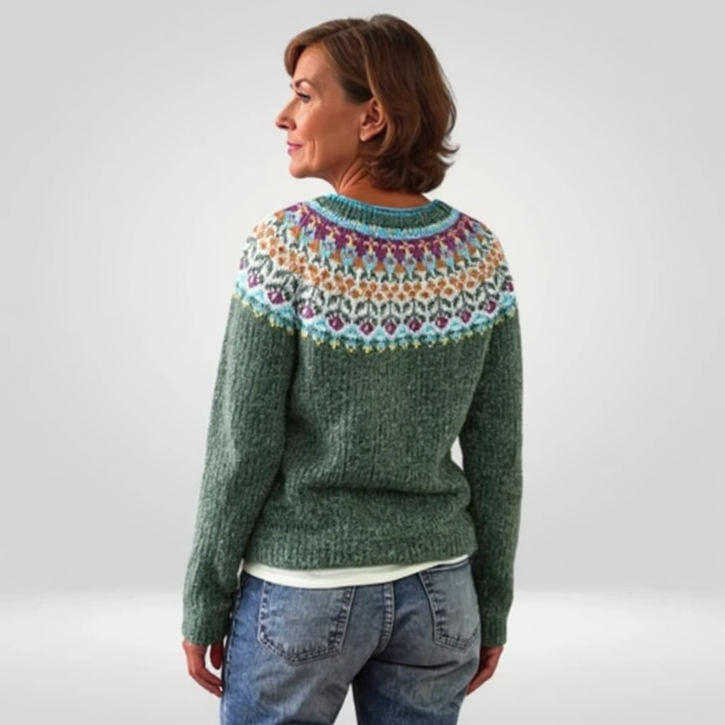 Venlora Mode  | Pull Maille Vert Sauge Véronique