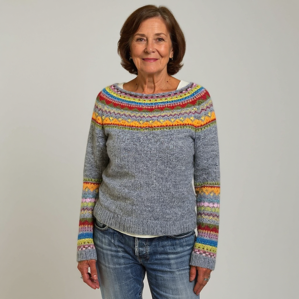 Venlora Mode  | Pull Maille Empiècement Arc-en-ciel Sylvie