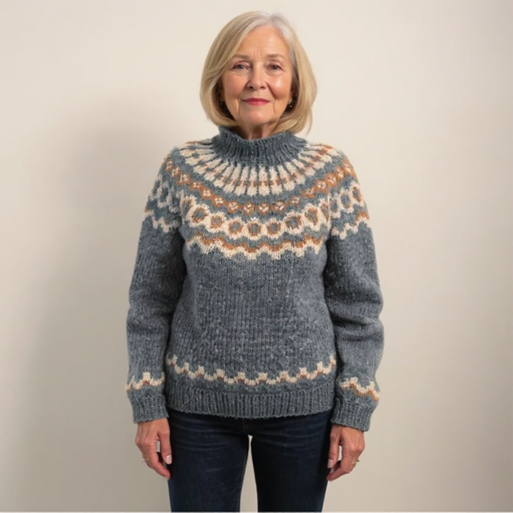 Venlora Mode | Pull Col Montant Jacquard Christine