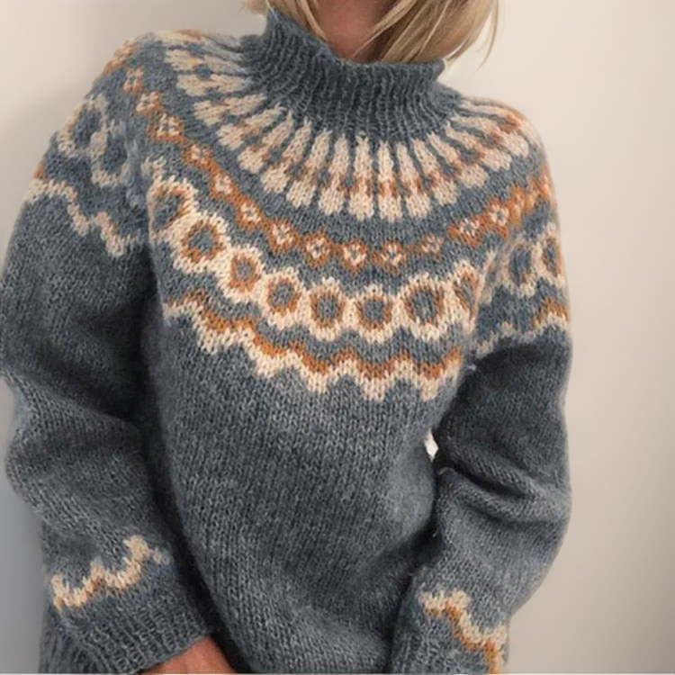 Venlora Mode | Pull Col Montant Jacquard Christine