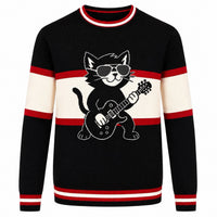 T-shirt en jacquard tricoté guitare rock des années 70 pour homme