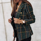 Blazer À Carreaux en Tricot Pour Femmes | Manches Longues