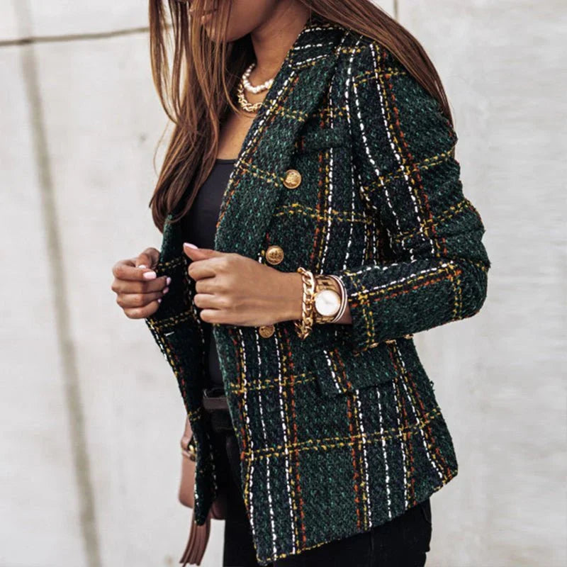 Blazer À Carreaux en Tricot Pour Femmes | Manches Longues