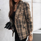 Blazer À Carreaux en Tricot Pour Femmes | Manches Longues