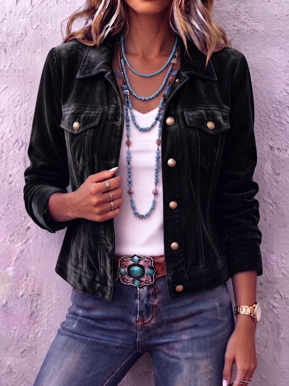 Raffaella | Veste en Velours Vintage Bohémien
