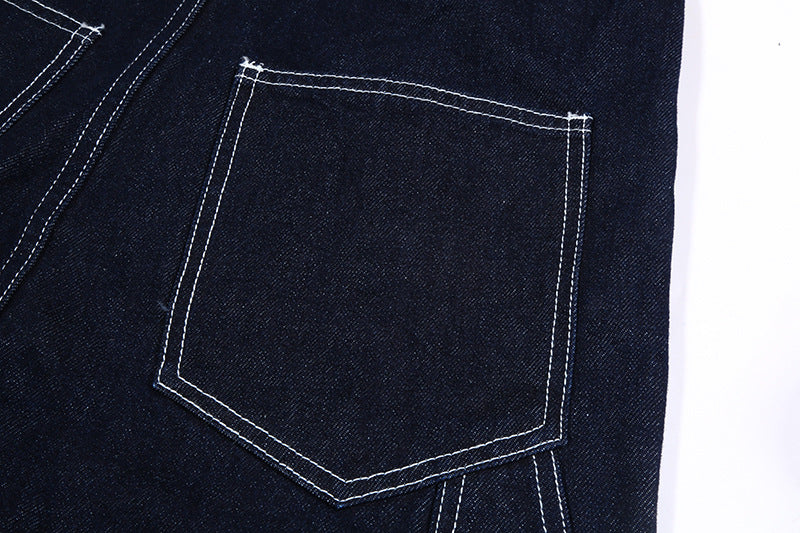 Combinaison rétro décontractée en jean à rayures pour homme