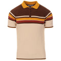 Chemise Polo Vintage à Rayures pour Homme – Tricot Inspiré des Années 70 en Teintes Terre