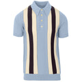 Chemise vintage à rayures ciel bleu pour homme – Polo tricoté à manches courtes des années 60