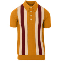 Chemise rétro à rayures des années 70 pour homme – Polo tricot doré