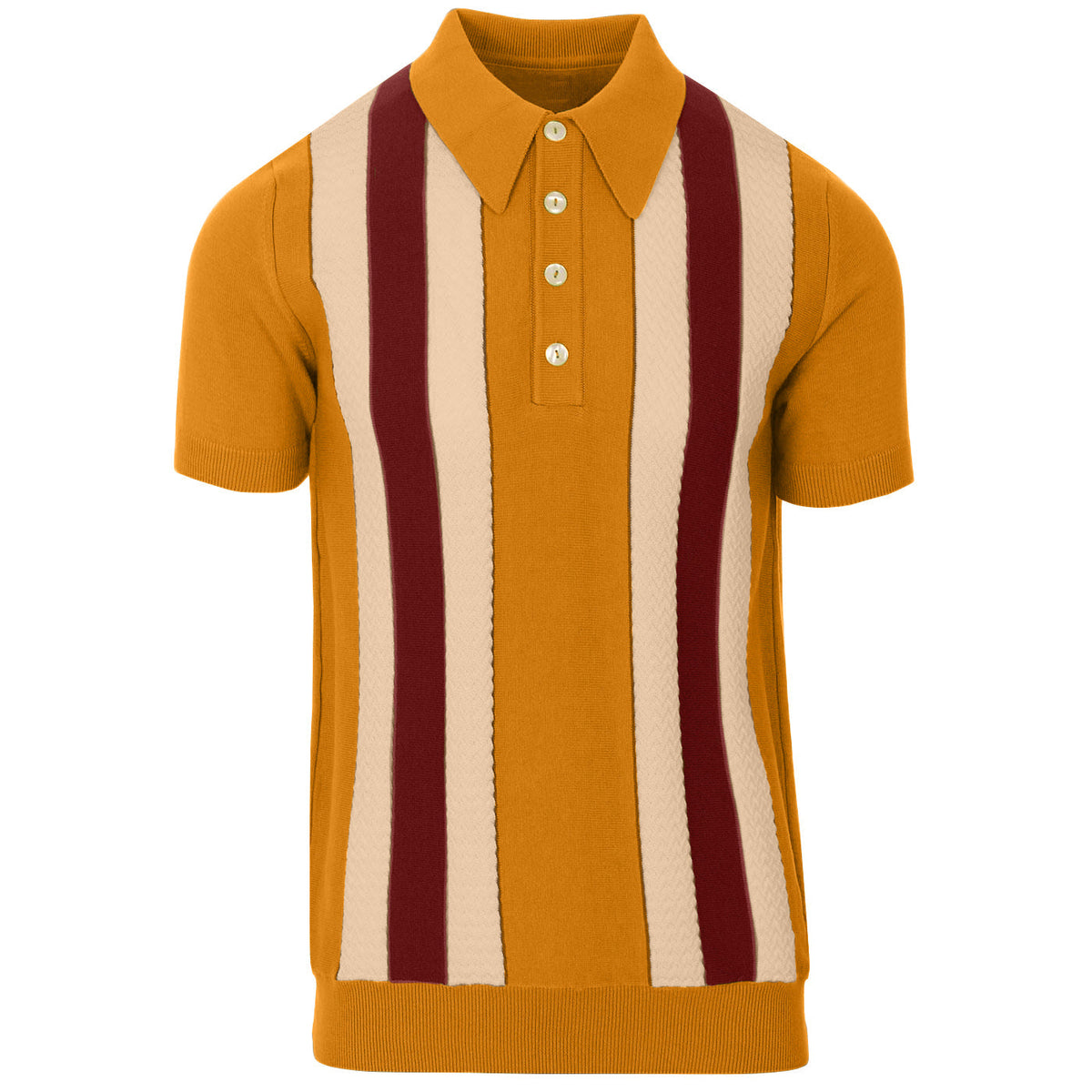 Chemise rétro à rayures des années 70 pour homme – Polo tricot doré