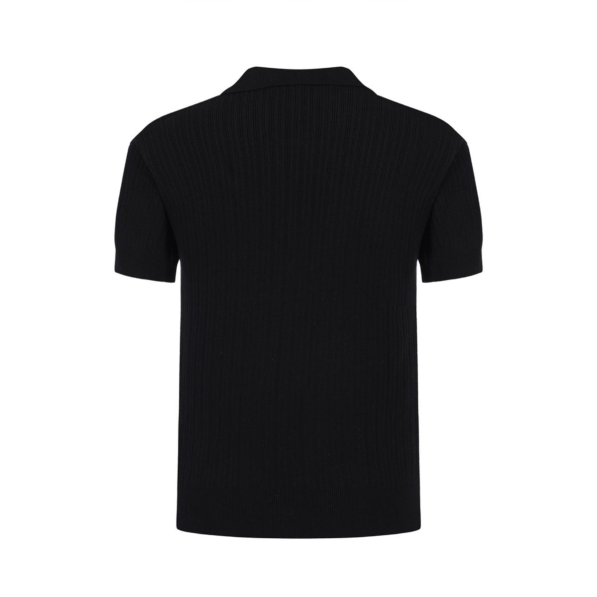 Chemise rétro minimaliste en jersey noir à côtes pour homme des années 60