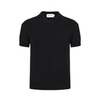 Chemise rétro minimaliste en jersey noir à côtes pour homme des années 60