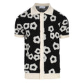 Chemise Polo Rétro à Fleurs Noires et Crème pour Homme – Modèle Années 60