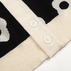 Chemise Polo Rétro à Fleurs Noires et Crème pour Homme – Modèle Années 60