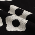 Chemise Polo Rétro à Fleurs Noires et Crème pour Homme – Modèle Années 60