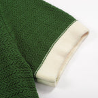 Chemise Polo à Col Ouvert Homme – Style Années 60 en Vert avec Bordure Crème