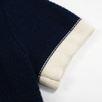 Chemise Polo Homme Bleu Marine des Années 60 à Col Ouvert – Maille Mod avec Détails Crème
