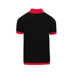 Chemise rétro noir pour homme des années 70 – Polo à encolure V avec contraste rouge