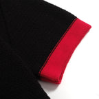 Chemise rétro noir pour homme des années 70 – Polo à encolure V avec contraste rouge