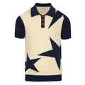 Pull tricoté à motifs étoiles des années 60 pour homme – Marine et crème, style rétro mod