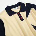 Pull tricoté à motifs étoiles des années 60 pour homme – Marine et crème, style rétro mod