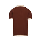 Pull rétro marron pour homme des années 70 – Rayures en V inspirées du coucher de soleil