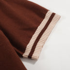 Pull rétro marron pour homme des années 70 – Rayures en V inspirées du coucher de soleil
