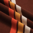 Pull rétro marron pour homme des années 70 – Rayures en V inspirées du coucher de soleil