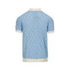 Chemise vintage homme années 70 – Bleu ciel rétro à boutons avec finition crème