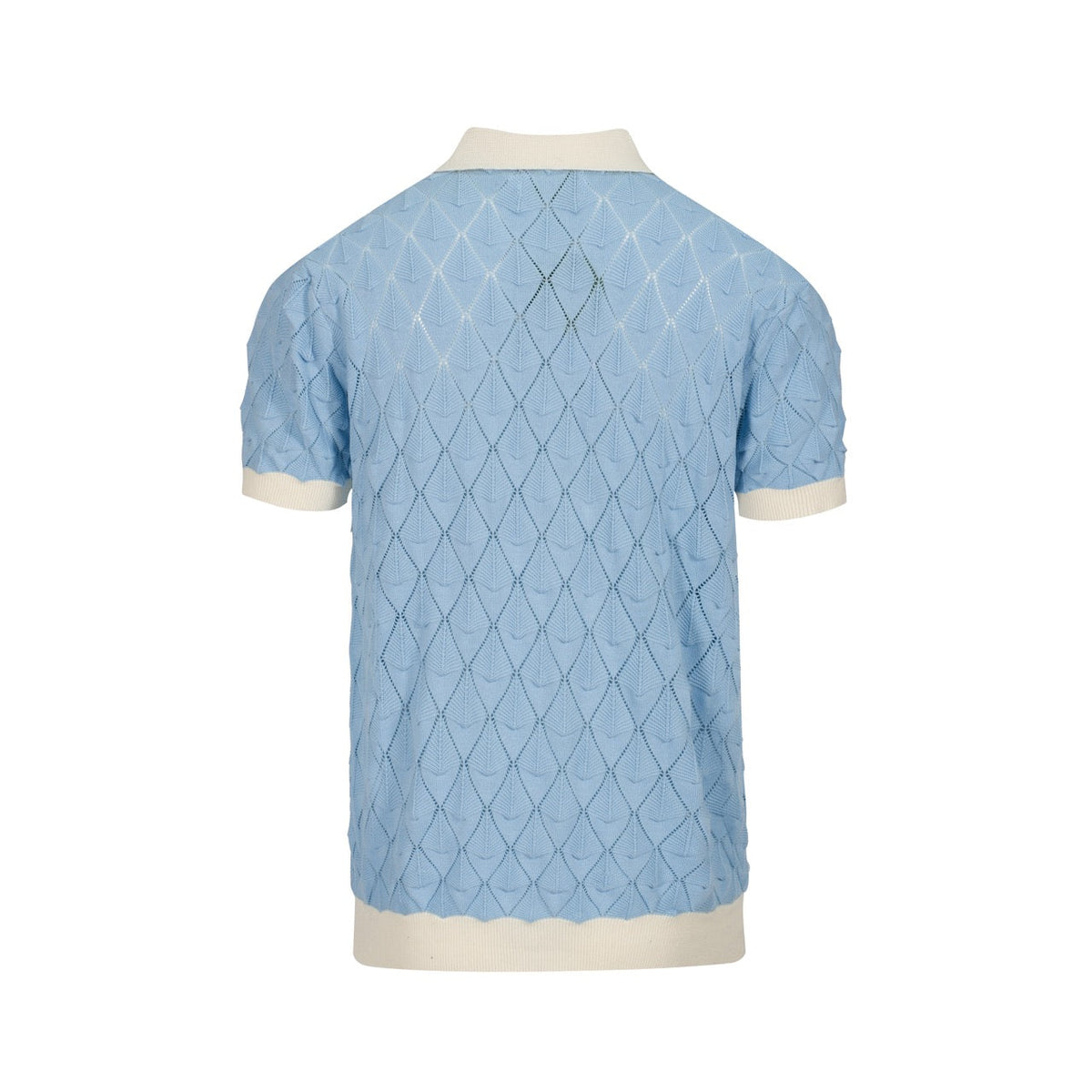 Chemise vintage homme années 70 – Bleu ciel rétro à boutons avec finition crème