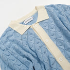 Chemise vintage homme années 70 – Bleu ciel rétro à boutons avec finition crème