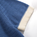 Pull en tricot pour homme style années 70 – Col large rétro à manches courtes bleu