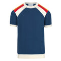 T-shirt homme rétro années 70 à blocs de couleur – Rayures bleues et col rond
