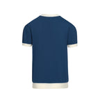 T-shirt homme rétro années 70 à blocs de couleur – Rayures bleues et col rond