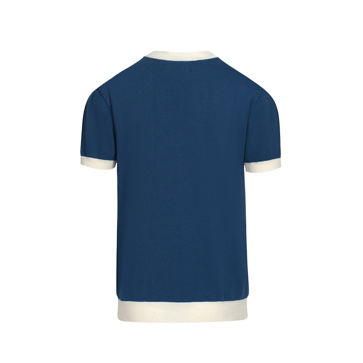 T-shirt homme rétro années 70 à blocs de couleur – Rayures bleues et col rond
