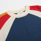T-shirt homme rétro années 70 à blocs de couleur – Rayures bleues et col rond