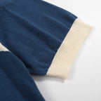 T-shirt homme rétro années 70 à blocs de couleur – Rayures bleues et col rond