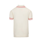 Vintage 1970s Men's Polo – Cream Retro with Red, Black & Blue Arrow Graphic