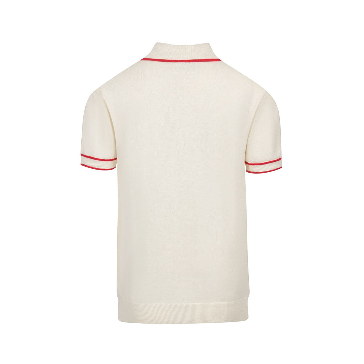 Vintage 1970s Men's Polo – Cream Retro with Red, Black & Blue Arrow Graphic