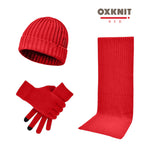 Ensemble de 3 Pièces : Bonnet, Écharpe et Gants en Laine Unie