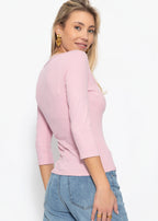 T-shirt à manches 3/4 - rose ancien