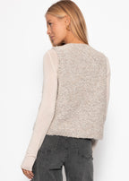 Gilet en bouclé avec poches - greige