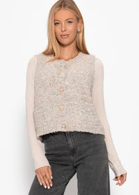 Gilet en bouclé avec poches - greige